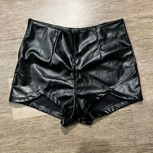 Leather High-Cut Mini Shorts